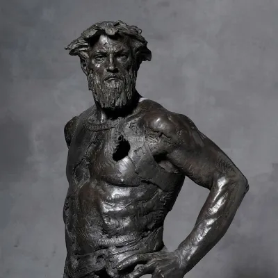 Ancient Roman Bronze Old Man Statue Metal Bust Sculpture 