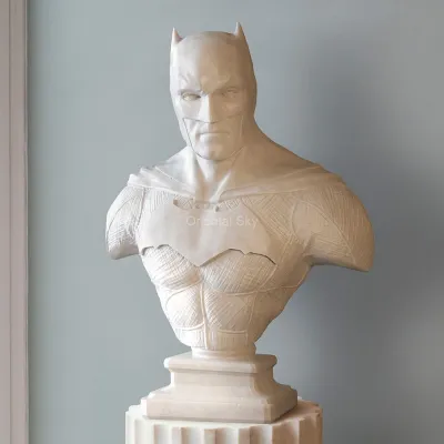 White Marble Stone Batman Bust Art Statue 