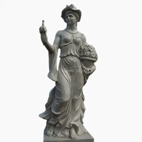 Estátua da Senhora em Mármore Branco da Itália Antiga Escultura Mulher em Pedra