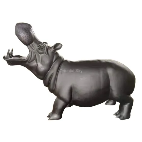 Grande sculpture animale en métal de statue d'hippopotame en bronze grandeur nature