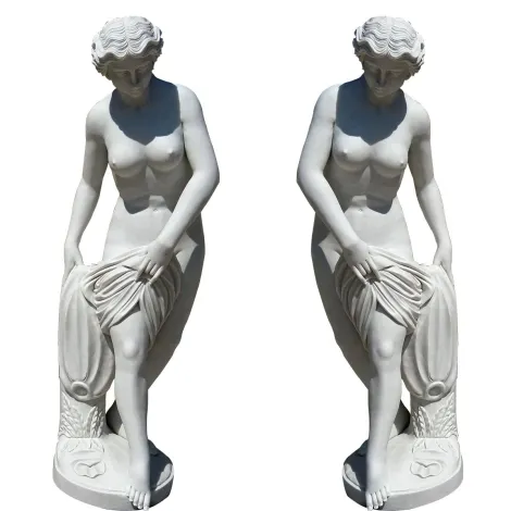 Lebensgroße weiße Marmor-Frauen-Statue-weibliche Steinskulptur-Paare