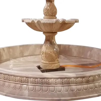 Large Marble Fountain with Big Pool Stone Garden Water Facility