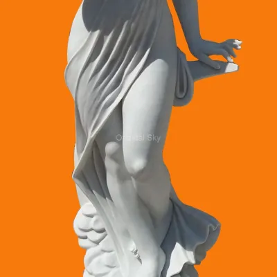 Paire de statues de déesse de la lune en pierre de marbre blanc Sculpture de femme de jardin