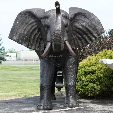 Estátua de elefante de bronze em tamanho real Escultura de animais em metal
