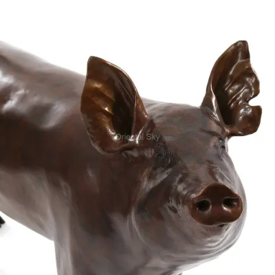 Lebensgroße niedliche Schwein-Bronze-Skulptur