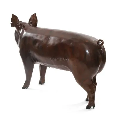 Lebensgroße niedliche Schwein-Bronze-Skulptur