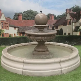 Outdoor Marble Sphere Water Fountain with Ball Stone Garden Decor
