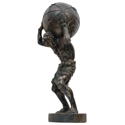 Atlas de bronze em tamanho real carregando a estátua do globo em metal Escultura do homem titã