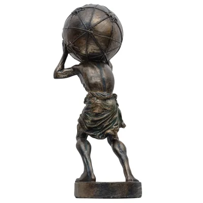 Atlas de bronze em tamanho real carregando a estátua do globo em metal Escultura do homem titã