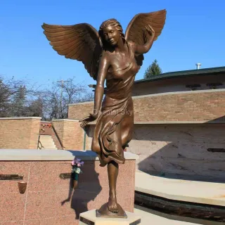 Bronze Angel Monument Statue Metal Memorial Garden Sculpture