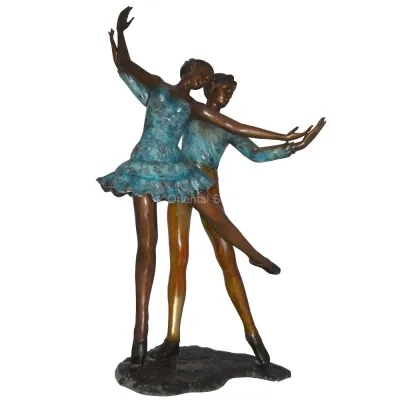 Escultura de pareja de ballet de metal con estatua de bailarín de hombre y mujer de bronce