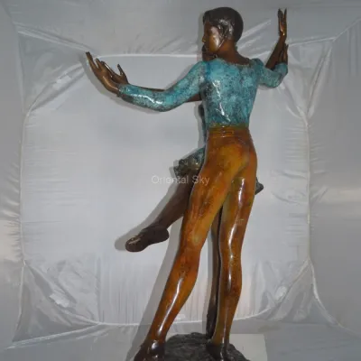 Bronzen Man en Vrouw Danser Standbeeld Metalen Ballet Paar Sculptuur