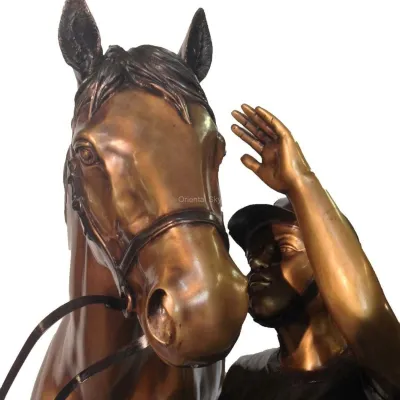 Bronze Girl And Foal Garden Statue Life Size Horse Garden Sculpture
