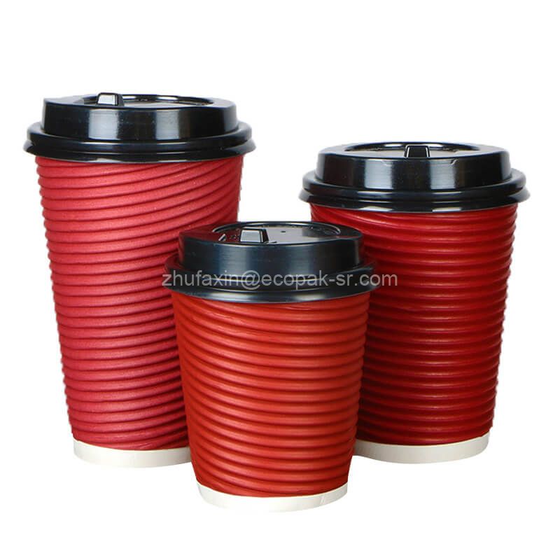 Kraft Ripple Triple Wall Hot Drink 16oz Paper Disposable Cups