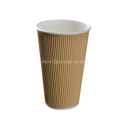 Kraft Ripple Triple Wall Hot Drink 16oz Paper Disposable Cups