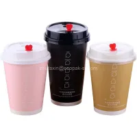 Dispoble Paper Coffee Double Wall 8oz SIP Lids Cups
