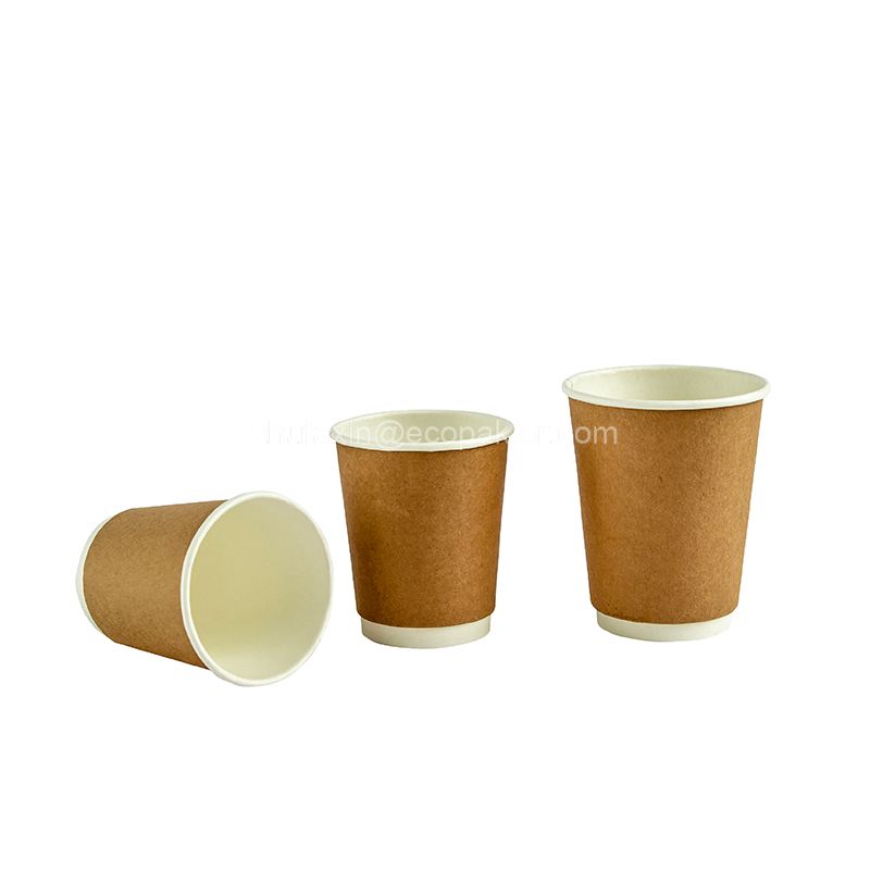 8oz 12oz 16oz Kraft Paper Cup Double Wall Layer Coffee Paper Cup