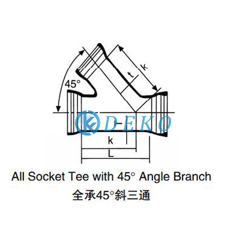 All Socket Tee with  45° Angle Branch