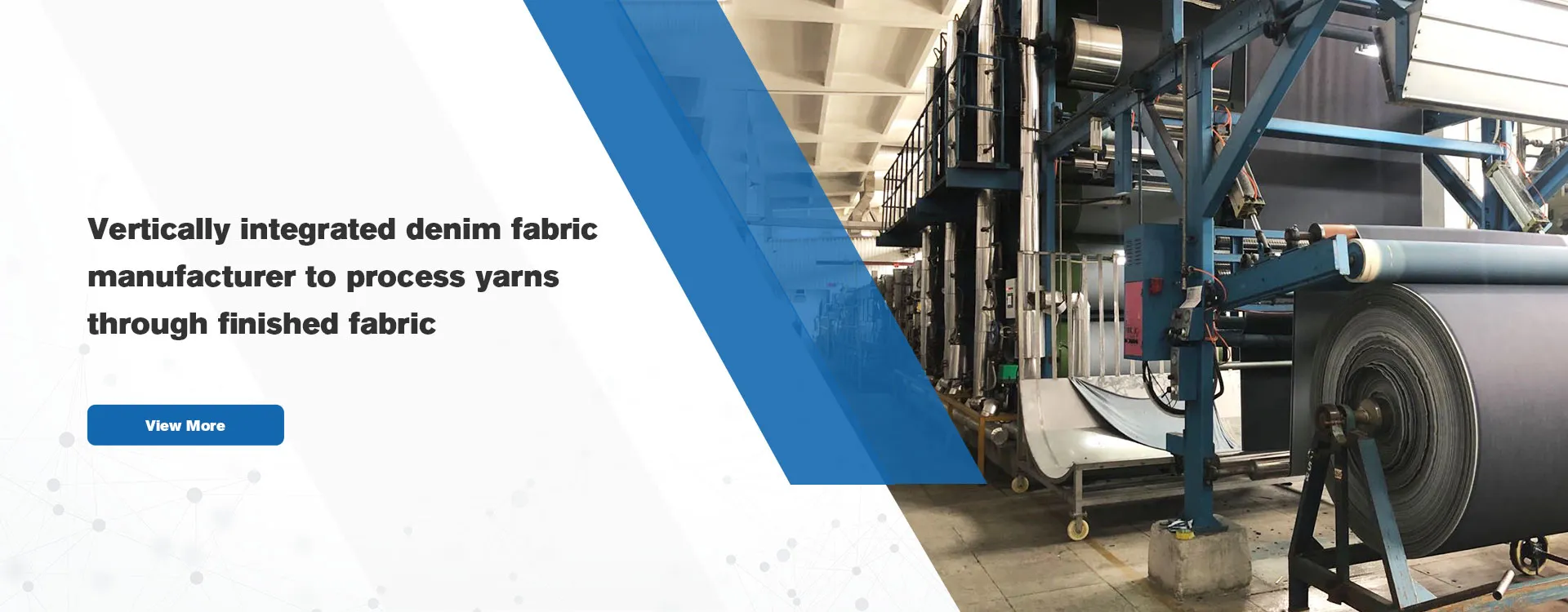 Vertically integrated denim fabric manufacturer to process yarns through finished fabric