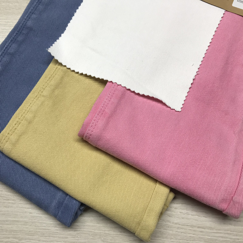 Pink Solid Cotton Denim Fabric