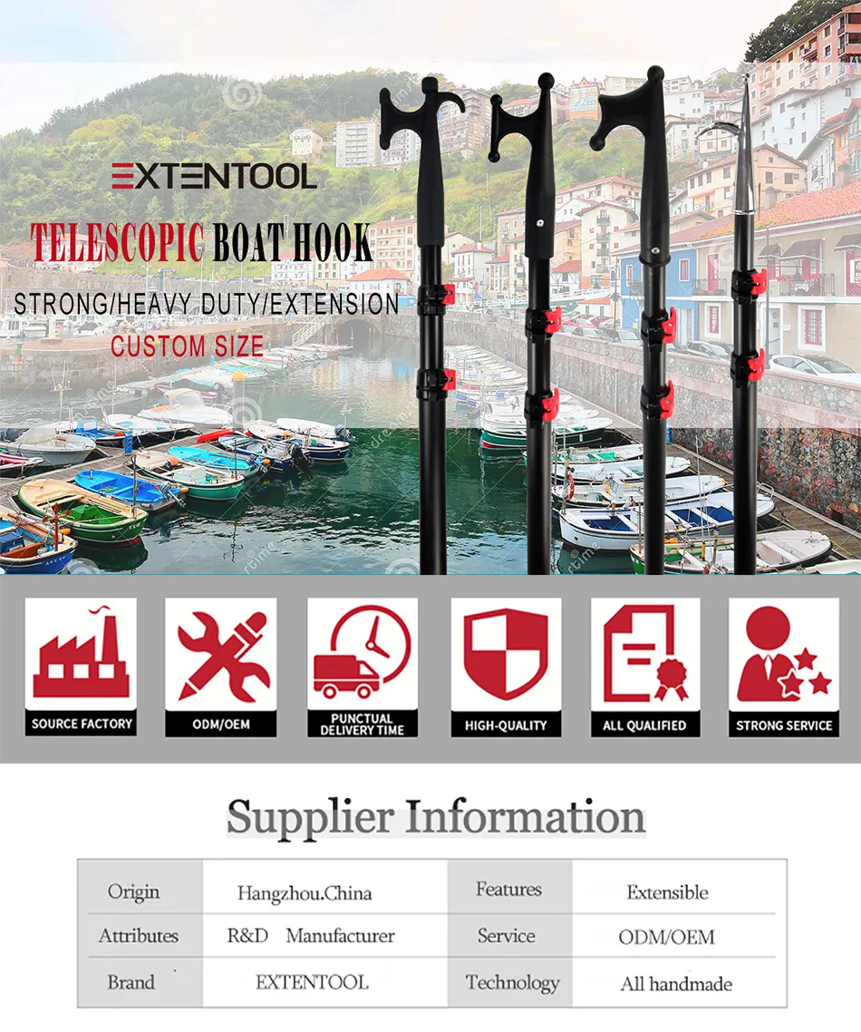 Telescopic Boat Hook with light weight aluminum extension pole