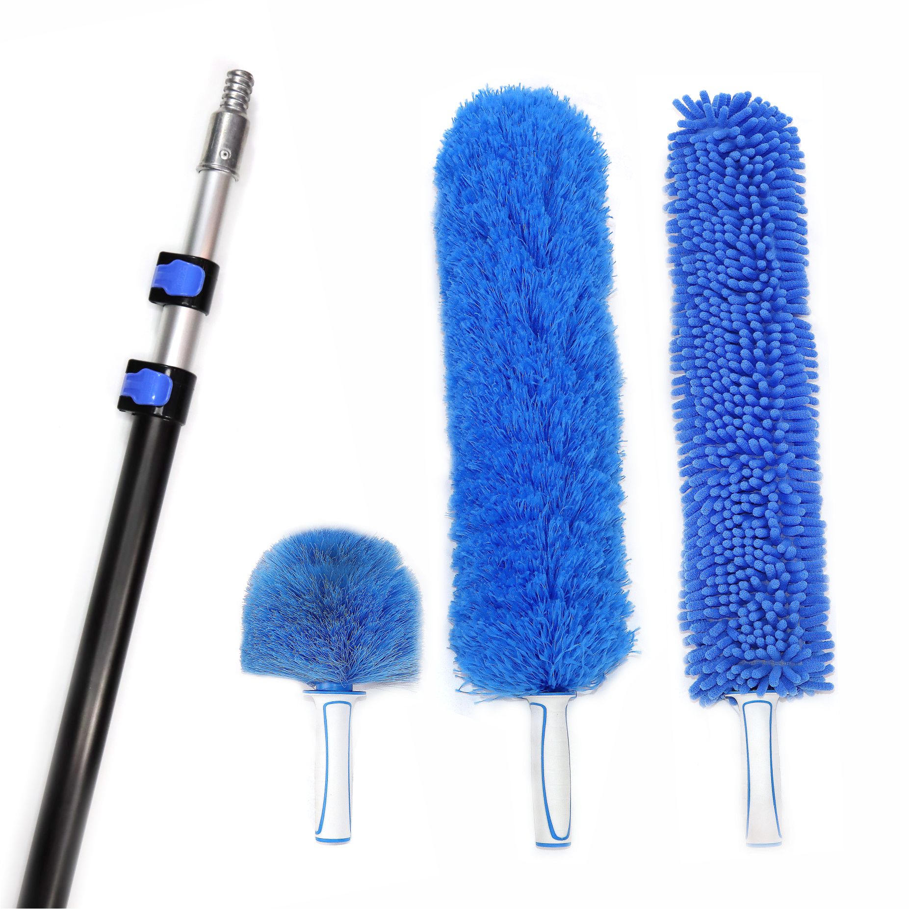 Extendable Microfiber Feather Duster With Washable Bendable Head Telescopic Pole
