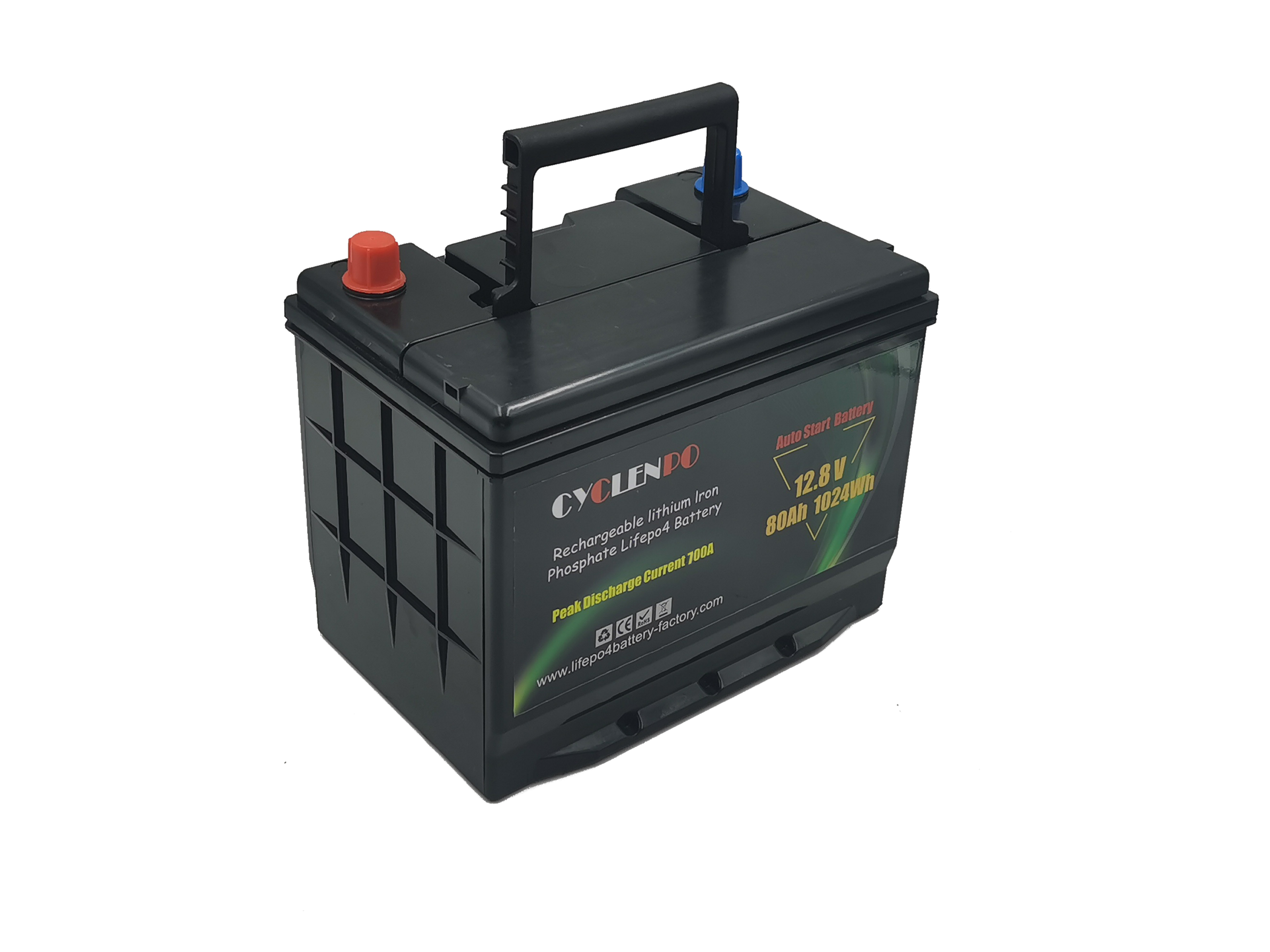 LiFePO4 12V 80Ah startbatteri til biler og lastbiler
