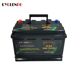 Batería de arranque de 12V 90Ah Lifepo4 de la fuente del fabricante para automotriz