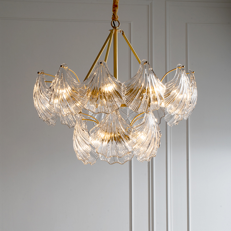 Shell-shaped glass living room chandelier