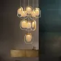 Lámpara de araña de cristal de polvo de oro cuadrado escalera larga araña