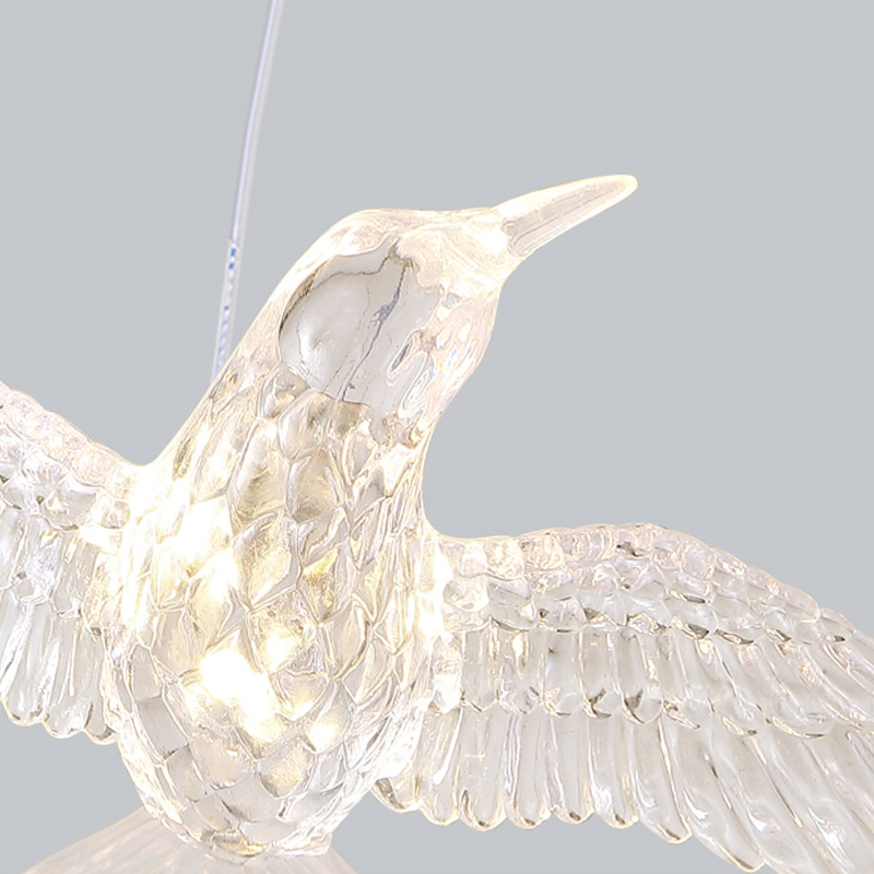 Crystal glass bird pendant lamp