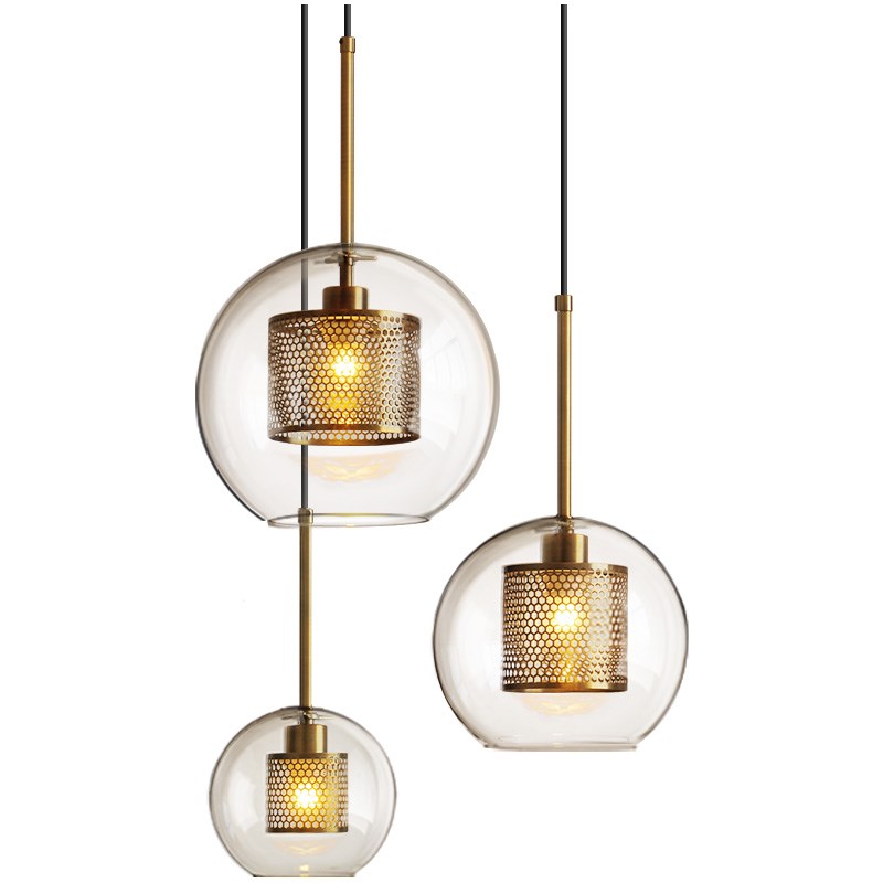 Modern Contemporary Clear Glass Bubble Shade Chandeli