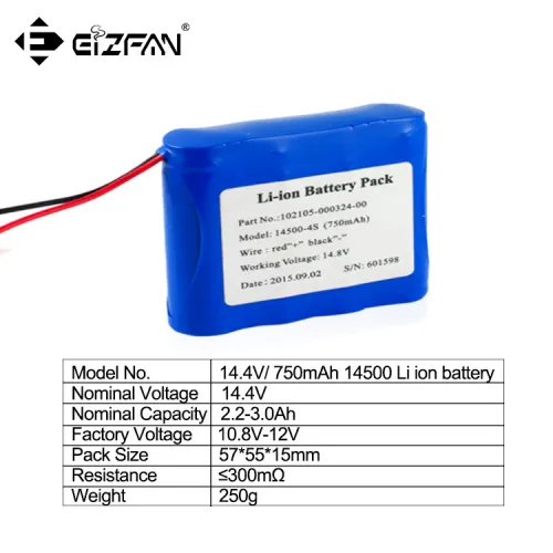 14.4v inflating pump battery pack 4s1p 18650 750mAh