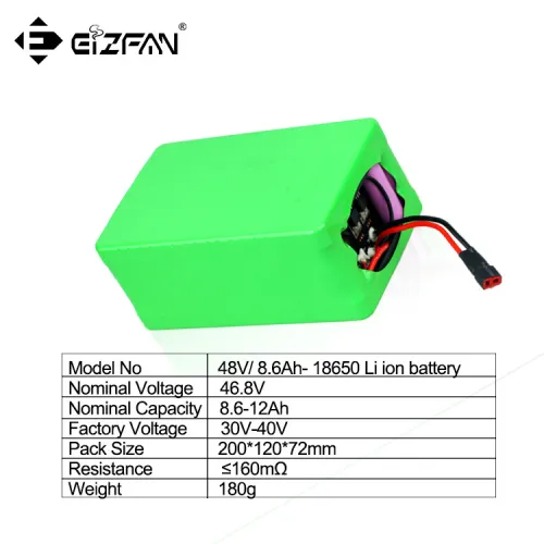 Customized 48V 8.6Ah e-bike motor battery pack with 13S4P 18650 Li ion high power battery