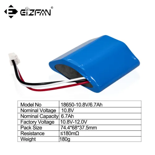 10.8V 6.7Ah  little robot use battery pack with 18650 3S2P high discharge storage battery cell