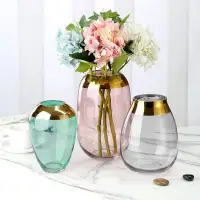 Wholesale New Classical Home Wedding Decoration Color Gold Flower Glass Vase