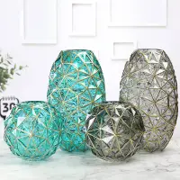 Wedding Home Decor Gold Diamond Color Glass Crystal Luxury Flower Vase