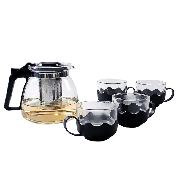 30OZ Wholesale Custom Classic Glass Coffee Tea Set With Four Cups Serve 4 Adults