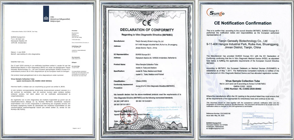 CE CIBG, CE Declaration, CE Notification Confirmation