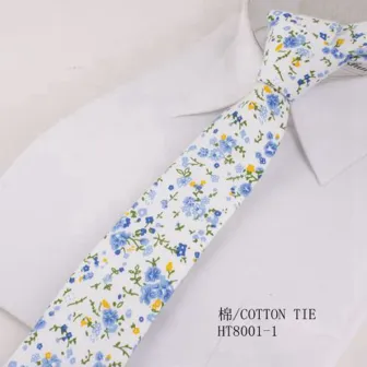Custom popular hot sale floral tie men cotton wedding neckties for men