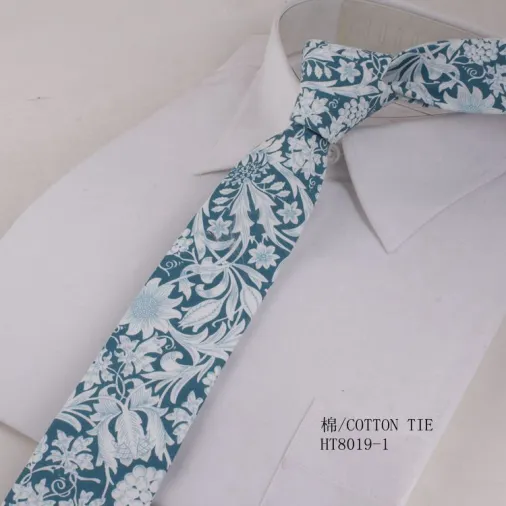 Custom popular hot sale floral tie men cotton wedding neckties for men