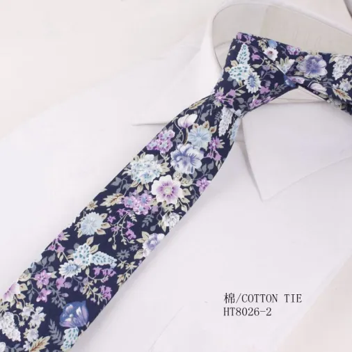 Fashion new cotton floral designs casual neckties slim men tie