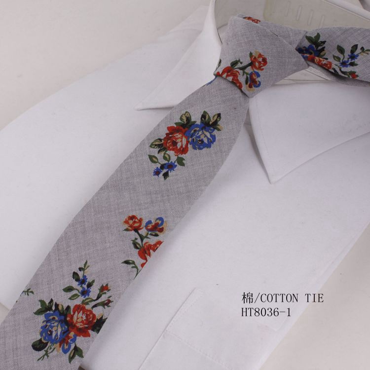 Cotton flowers slim wedding grooms purple neckties