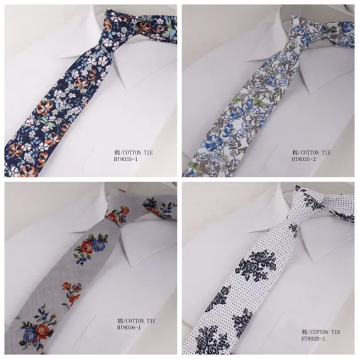 Fashion new cotton floral designs casual neckties slim men tie