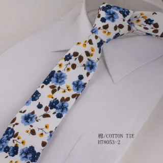 Custom men floral printed skinny necktie mens cotton tie