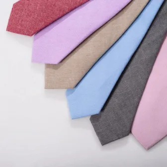 High quality colorful plain cotton ties for men wedding neckties