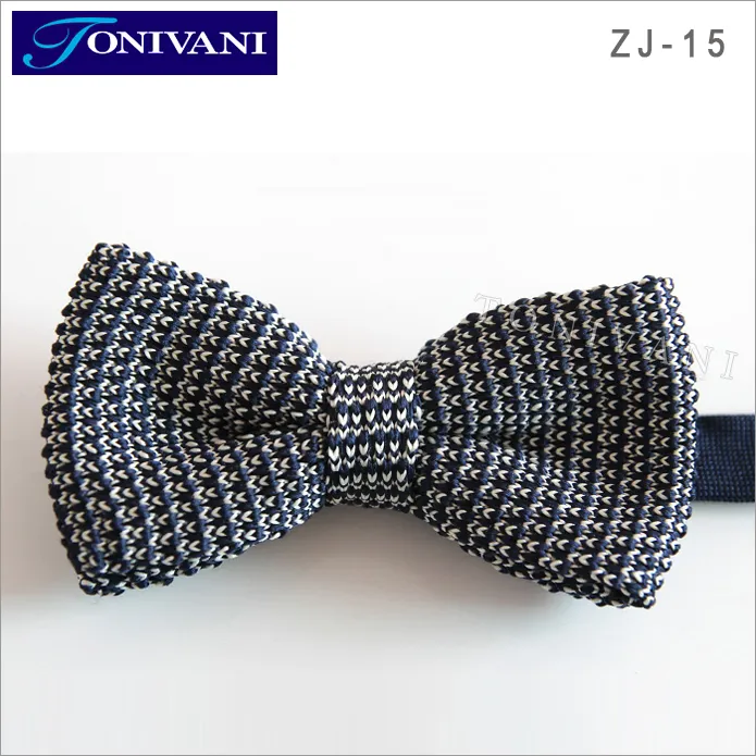 navy mens knitted tie bow