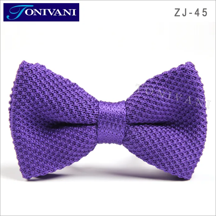 purple mens knitted tie bow