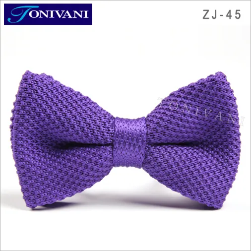 Gorąca sprzedaż Plain Color Mens Knitted Tie Bow
