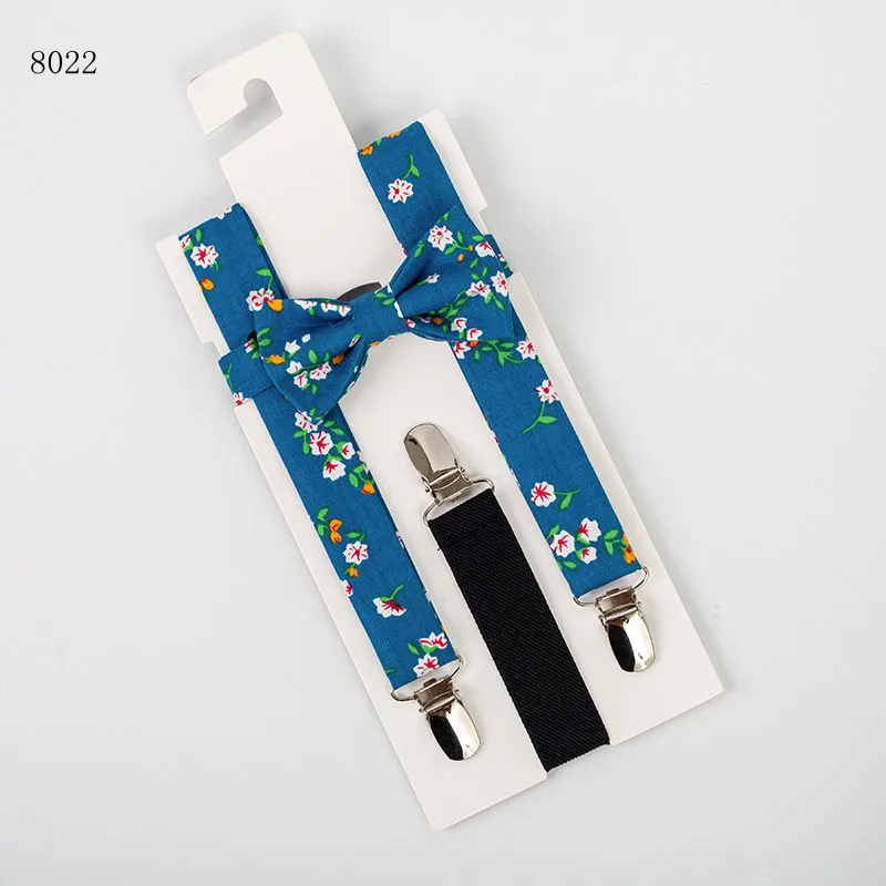 blue bow tie and suspender set